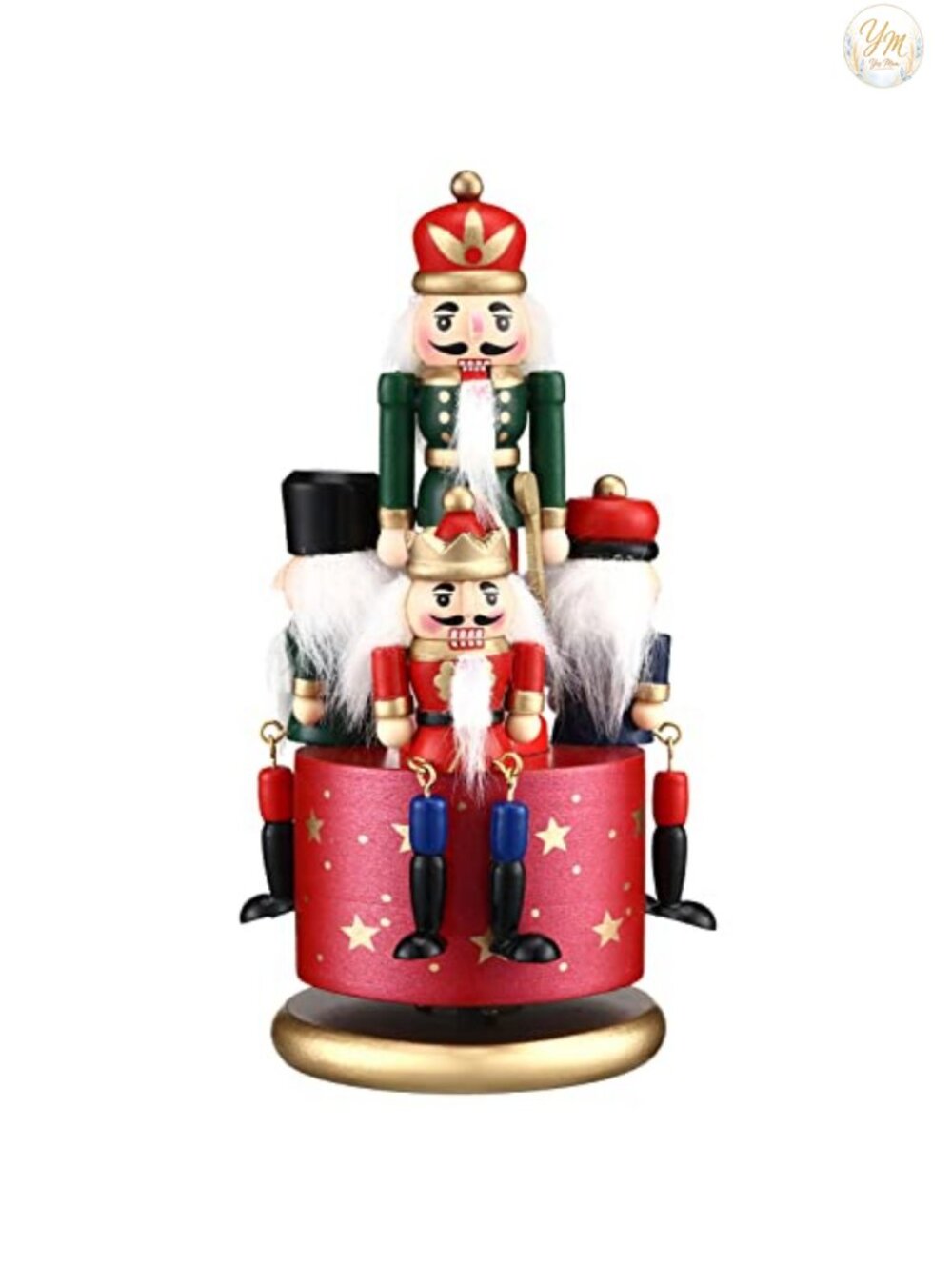 Wooden Nutcracker Music Box Wind Up Soldier Figurine Decor